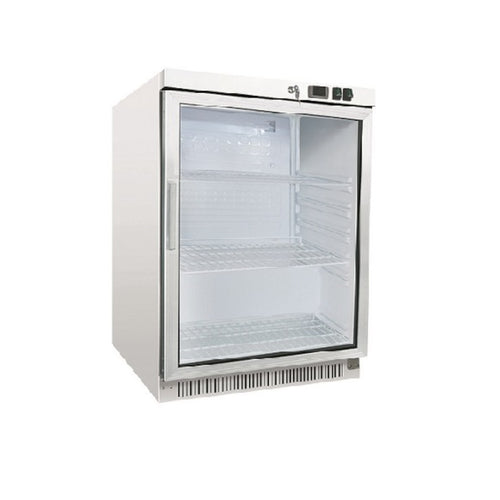 Horeca koelkast met glazen deur 200L wit staal – statisch gekoeld | Gastro-Inox