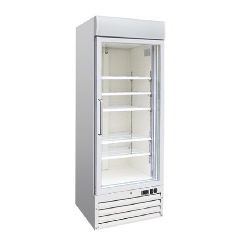 Horeca display vrieskast met glazen deur 600L wit staal – geforceerd gekoeld | Gastro-Inox