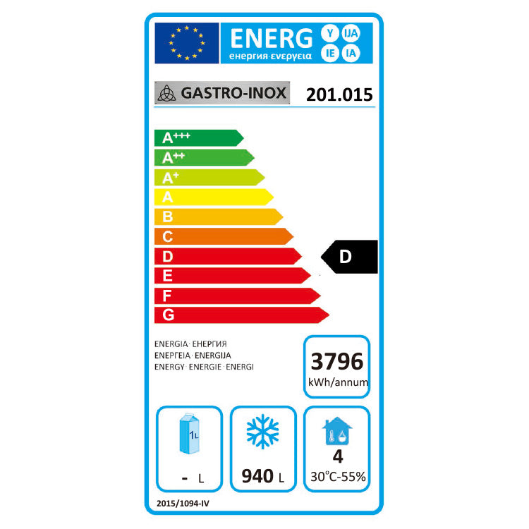 Gastro-Inox RVS vriezer 1200L — geforceerd gekoeld