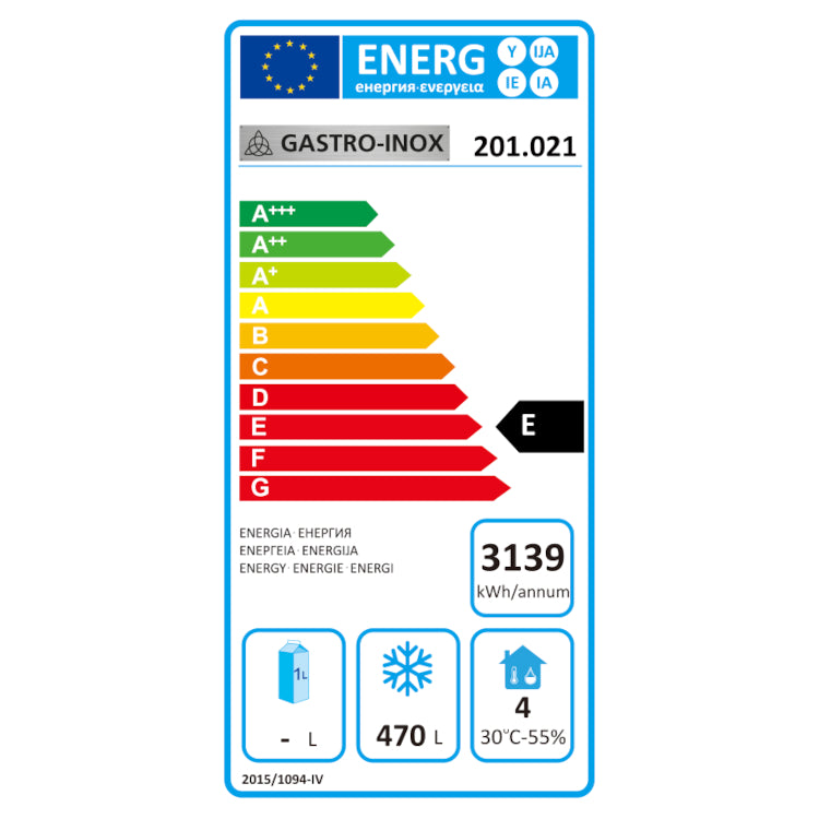 Gastro-Inox wit stalen vriezer 600L — statisch gekoeld