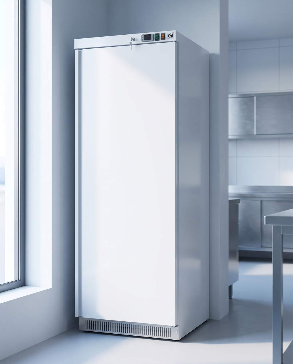 Gastro-Inox wit stalen vriezer 600L — statisch gekoeld