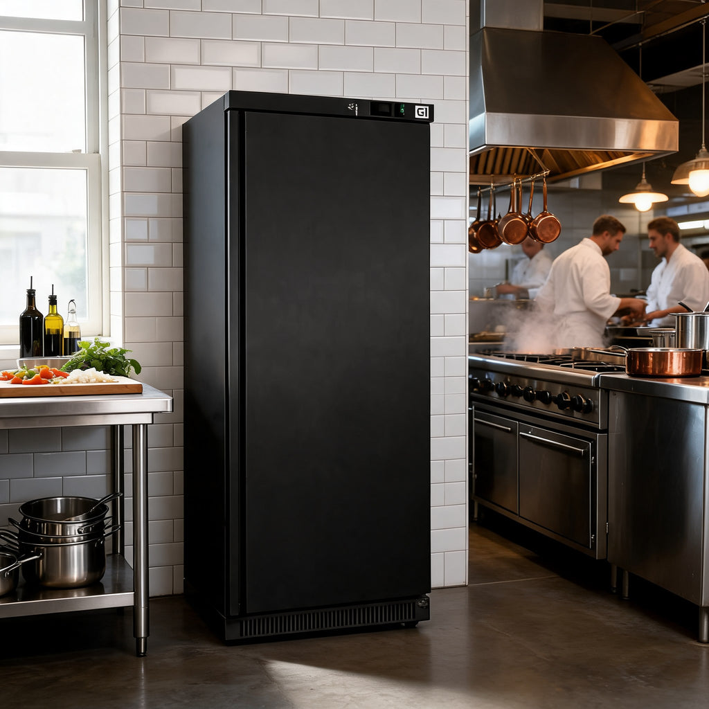 gastro inox zwart stalen koelkast 600l statisch gekoeld