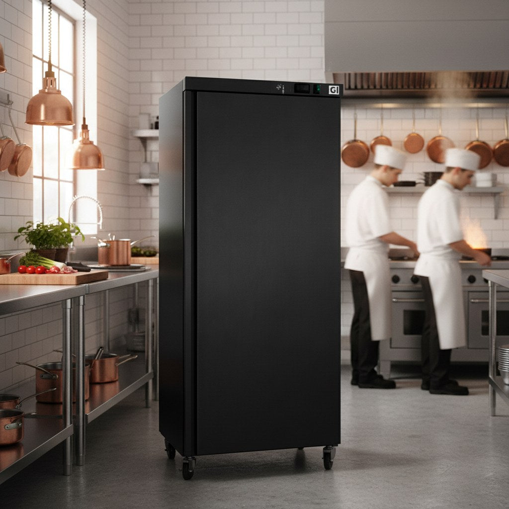 gastro inox zwart stalen vriezer 600l statisch gekoeld