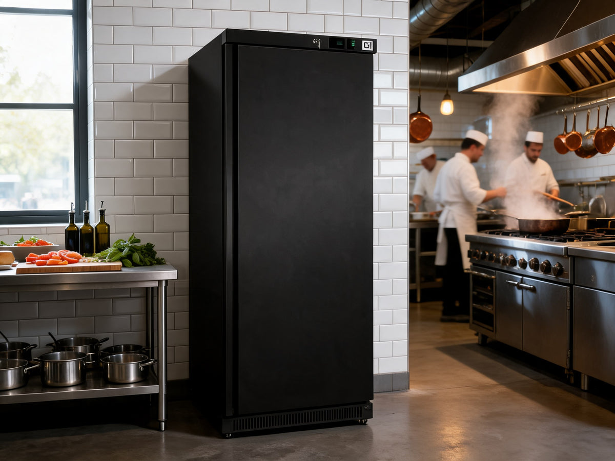 gastro inox zwart stalen koelkast 400l statisch gekoeld