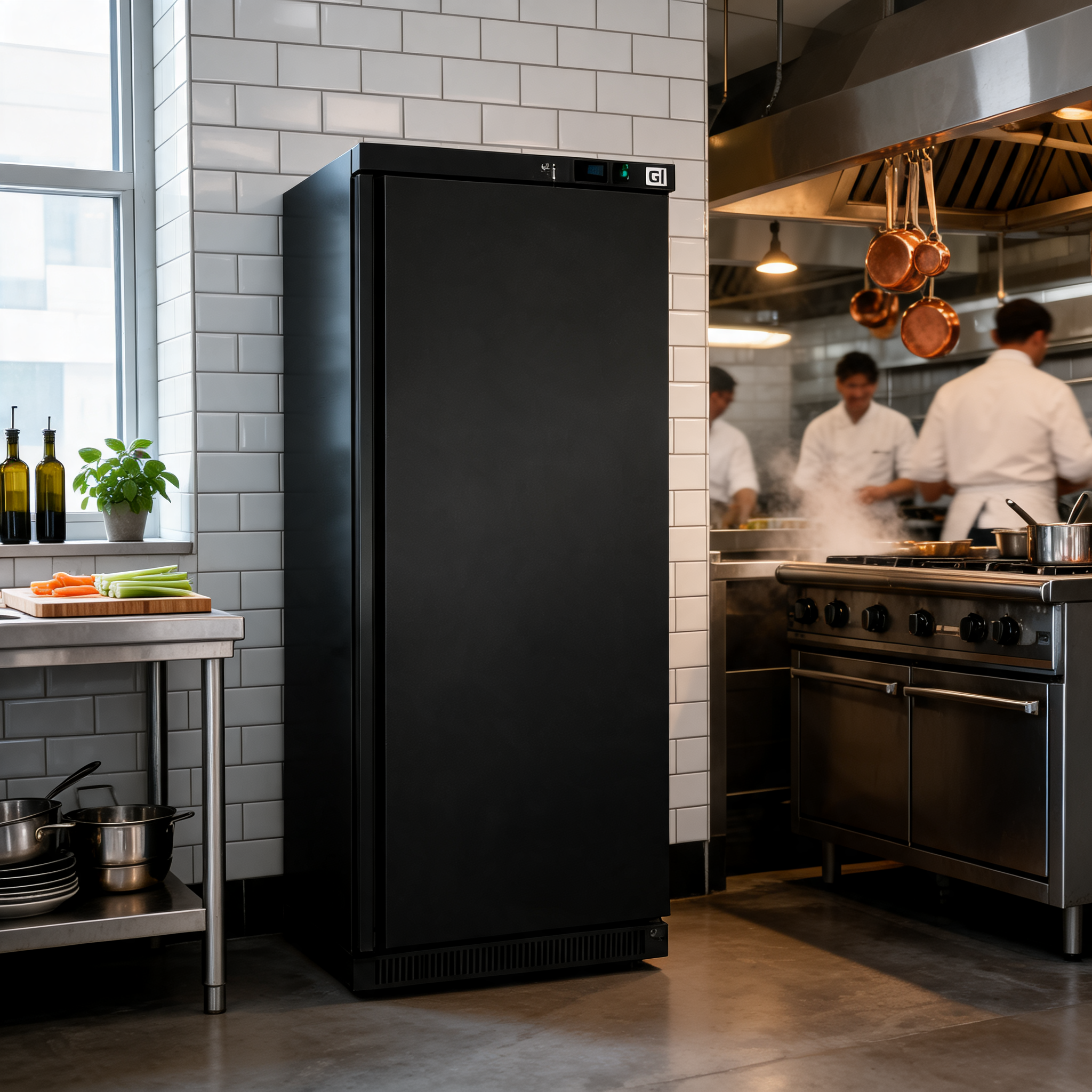 Gastro-Inox zwart stalen vriezer 400L — statisch gekoeld