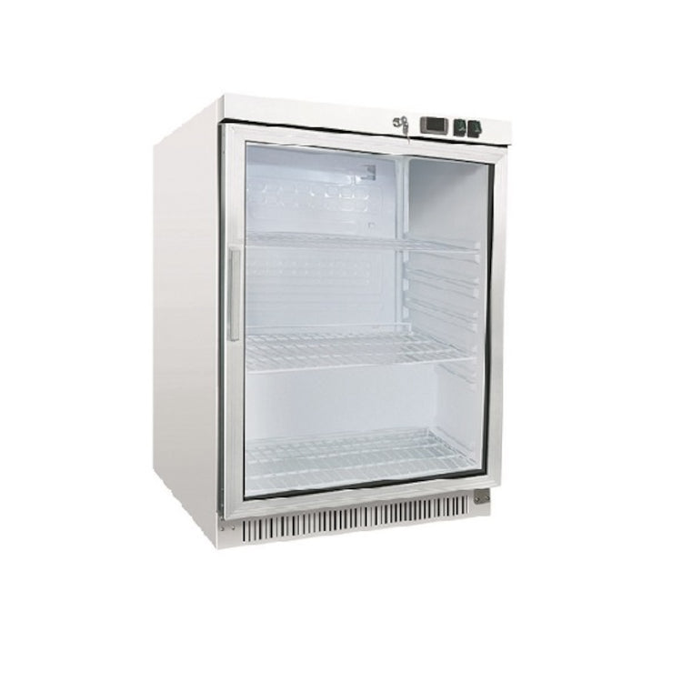 Gastro-Inox wit stalen koelkast 200L met glasdeur — statisch gekoeld
