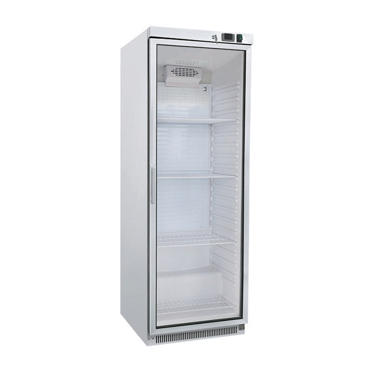 Gastro-Inox wit stalen koelkast 400L met glasdeur — statisch gekoeld