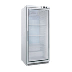Gastro-Inox wit stalen koelkast 600L met glasdeur — statisch gekoeld