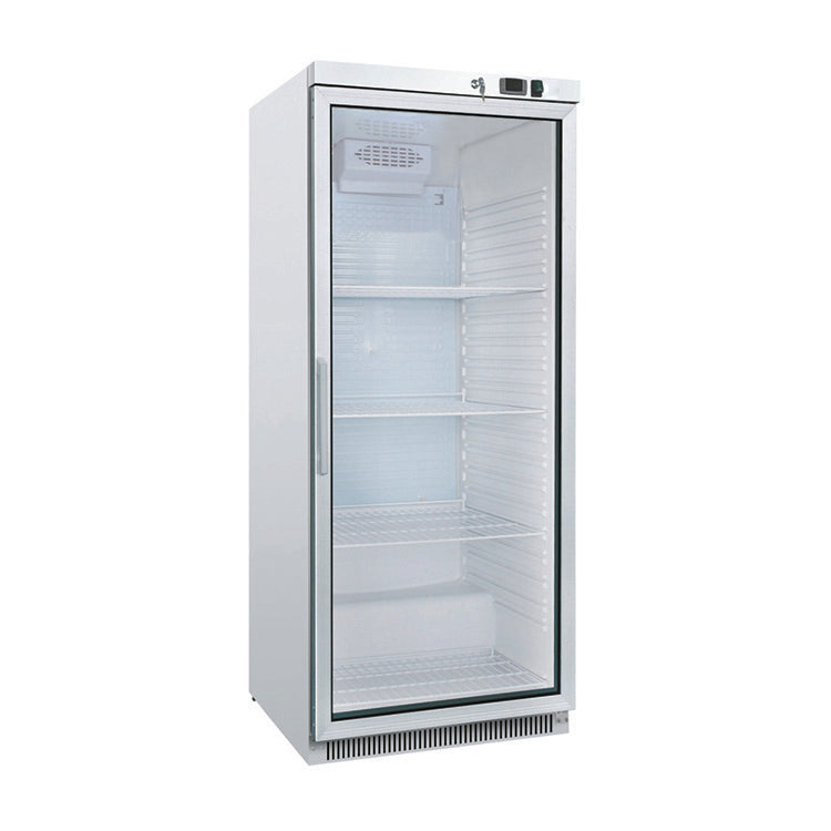 Gastro-Inox wit stalen koelkast 600L met glasdeur — statisch gekoeld