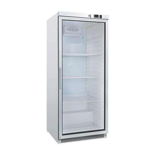 Horeca koelkast met glazen deur 600L wit staal – statisch met ventilator | Gastro-Inox