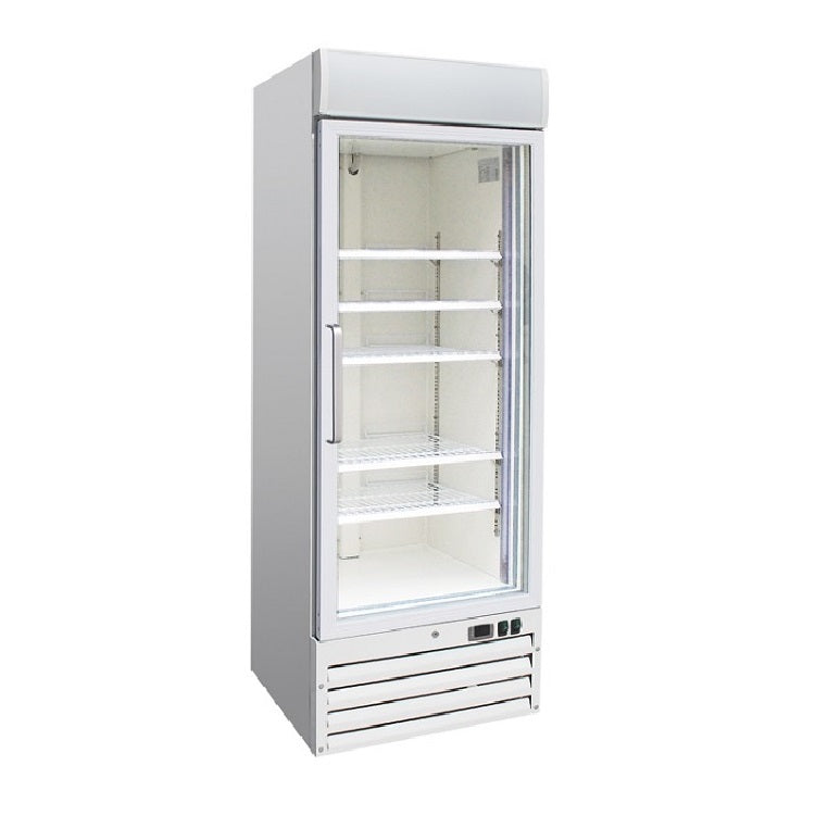 Gastro-Inox wit stalen display koeling 600L met glasdeur — geforceerd gekoeld