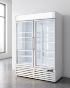 Gastro-Inox wit stalen display vriezer 1200L met glasdeuren — geforceerd gekoeld