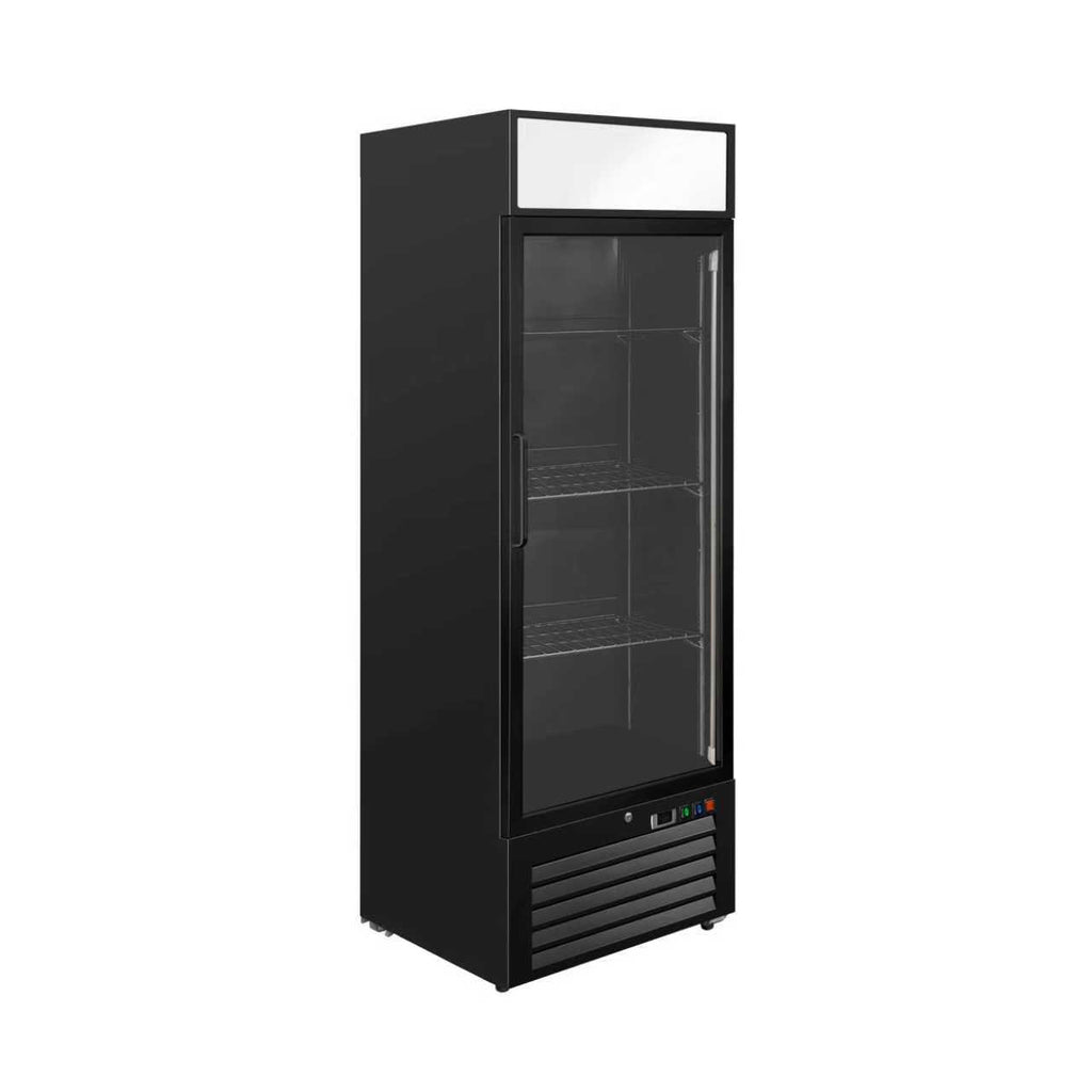 Gastro-Inox zwart stalen display koeling 600L met glasdeur — geforceerd gekoeld
