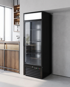 Gastro-Inox zwart stalen horeca display koelkast 600L met glazen deur, geforceerd gekoeld