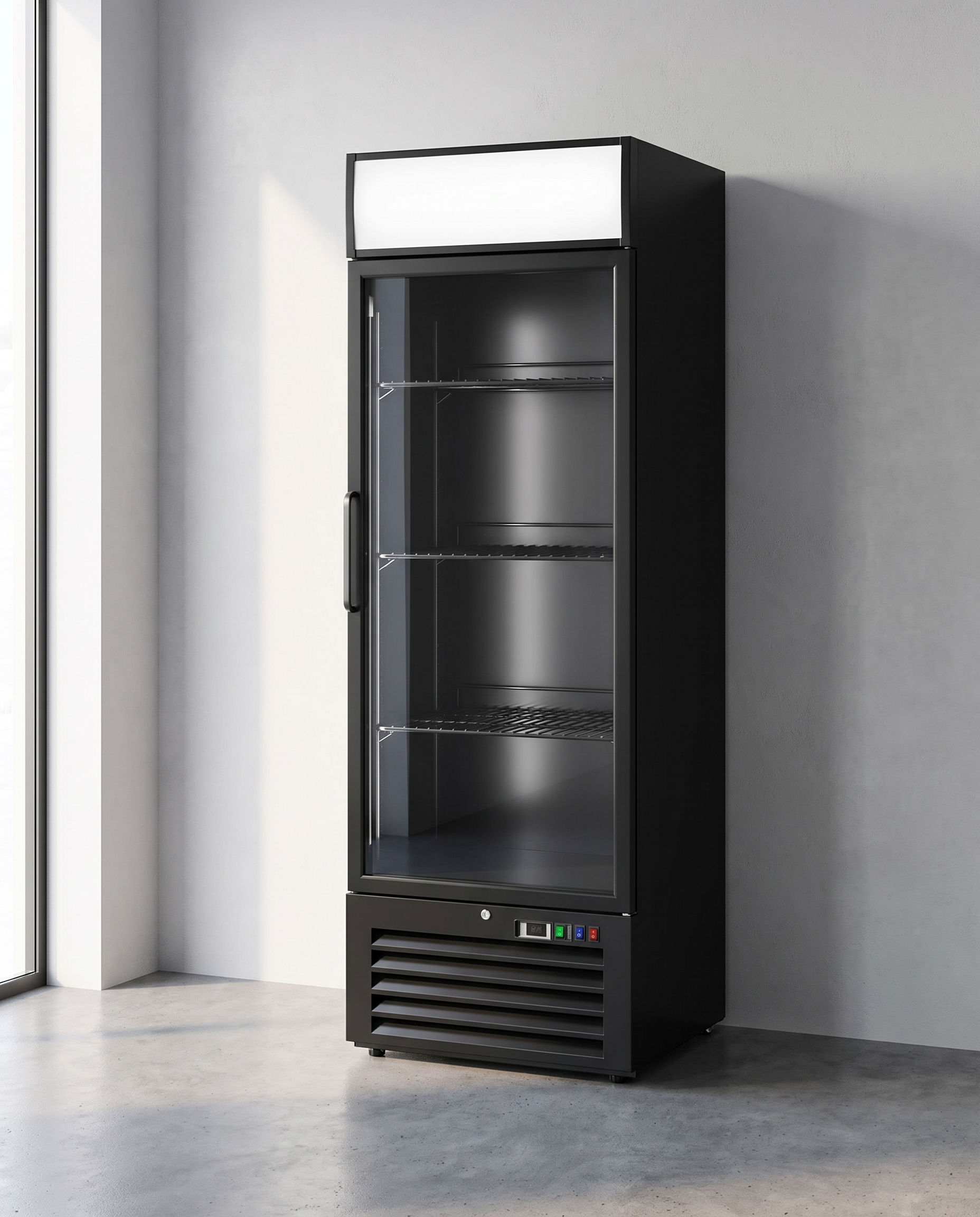 Gastro-Inox zwart stalen display vriezer 600L met glasdeur — geforceerd gekoeld
