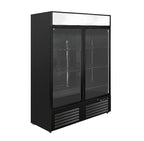 Gastro-Inox zwart stalen display koeling 1200L met glasdeuren — geforceerd gekoeld