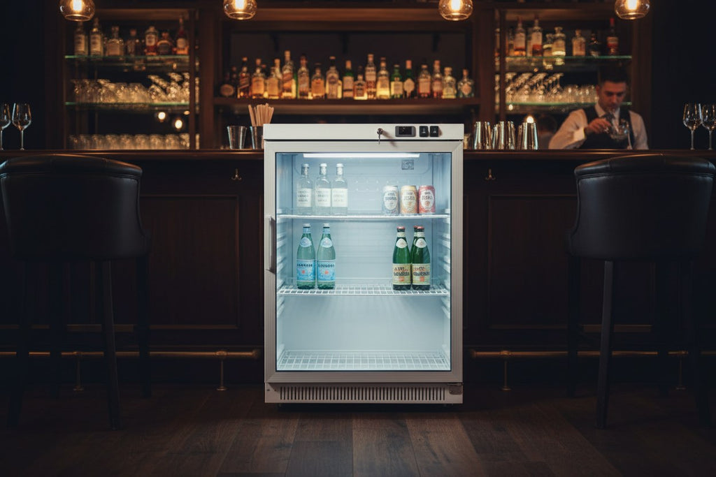 gastro inox wit stalen koelkast 200l met glasdeur statisch gekoeld