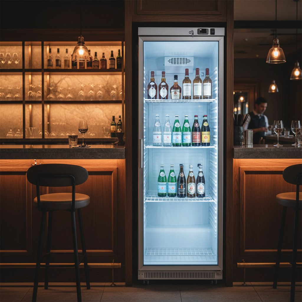 gastro inox wit stalen koelkast 400l met glasdeur statisch gekoeld
