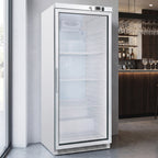 gastro inox wit stalen koelkast 600l met glasdeur statisch gekoeld