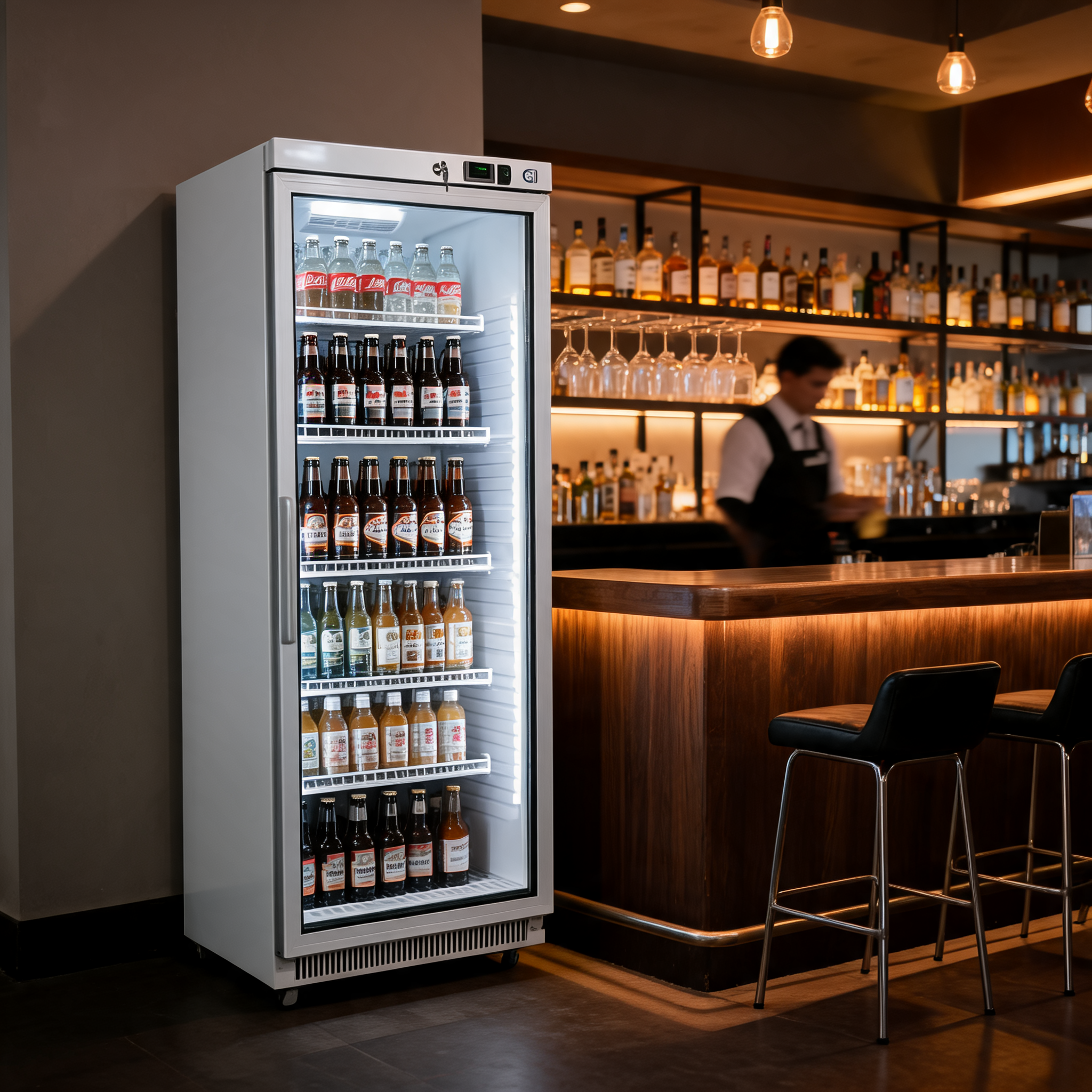 Gastro-Inox wit stalen koelkast 600L met glasdeur — statisch gekoeld