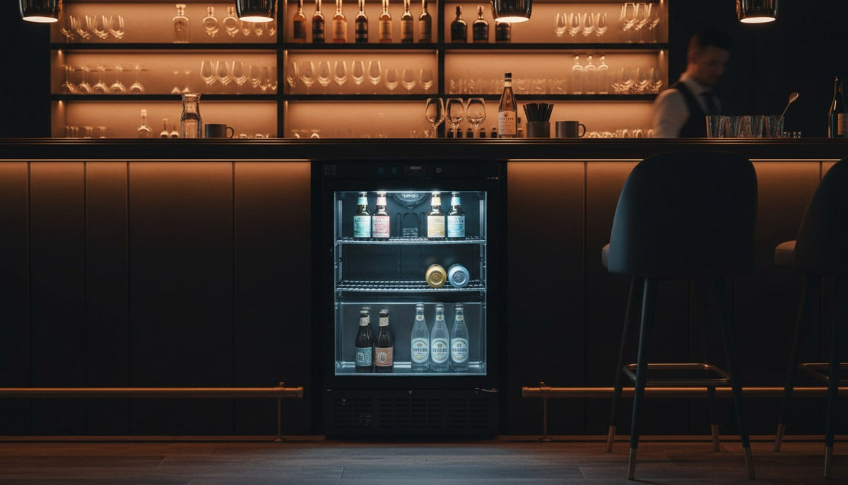 gastro inox zwart stalen koelkast 200l met glasdeur statisch gekoeld