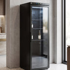 gastro inox zwart stalen koelkast 400l met glasdeur statisch gekoeld