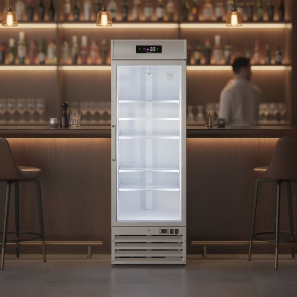 Horeca display koelkast met glazen deur 600L wit staal – geforceerd gekoeld | Gastro-Inox