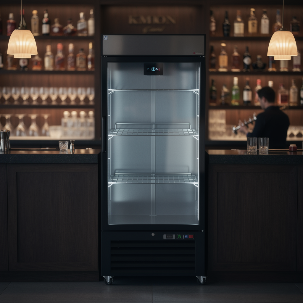 Gastro-Inox zwart stalen display koeling 600L met glasdeur — geforceerd gekoeld