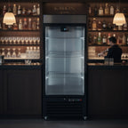 gastro inox zwart stalen display koeling 600l met glasdeur geforceerd gekoeld