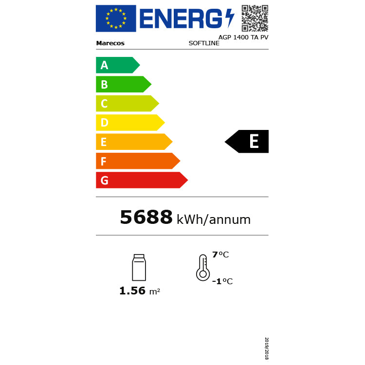 Marecos Softline RVS koelkast GN 2/1 1400L met glasdeur
