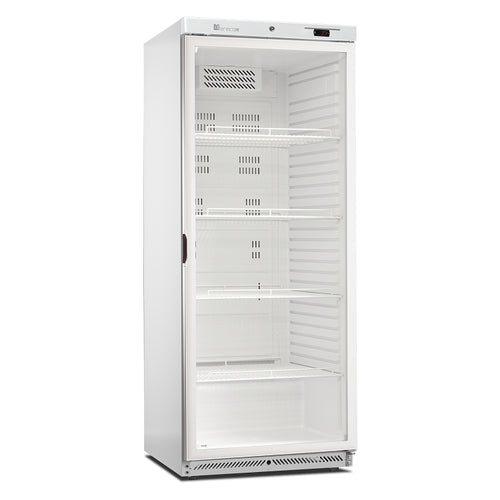 Horeca koelkast met glazen deur 488L 600-serie GN 2/1 wit staal – statisch met ventilator | Marecos