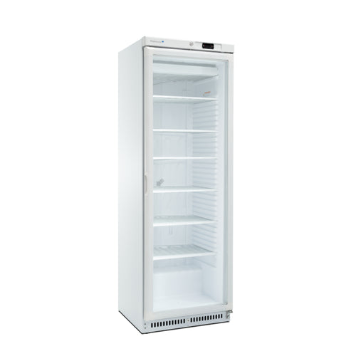 Horeca vrieskast met glazen deur 268L 430-serie wit staal – statisch gekoeld | Marecos