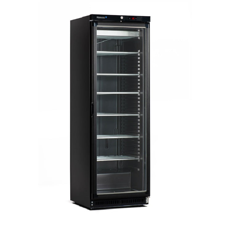 Marecos zwart stalen vriezer met glasdeur 430 serie