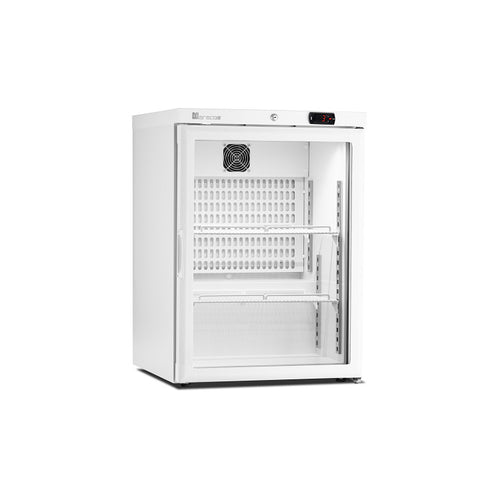 Horeca koelkast met glazen deur 105L 150-serie wit staal – statisch met ventilator | Marecos