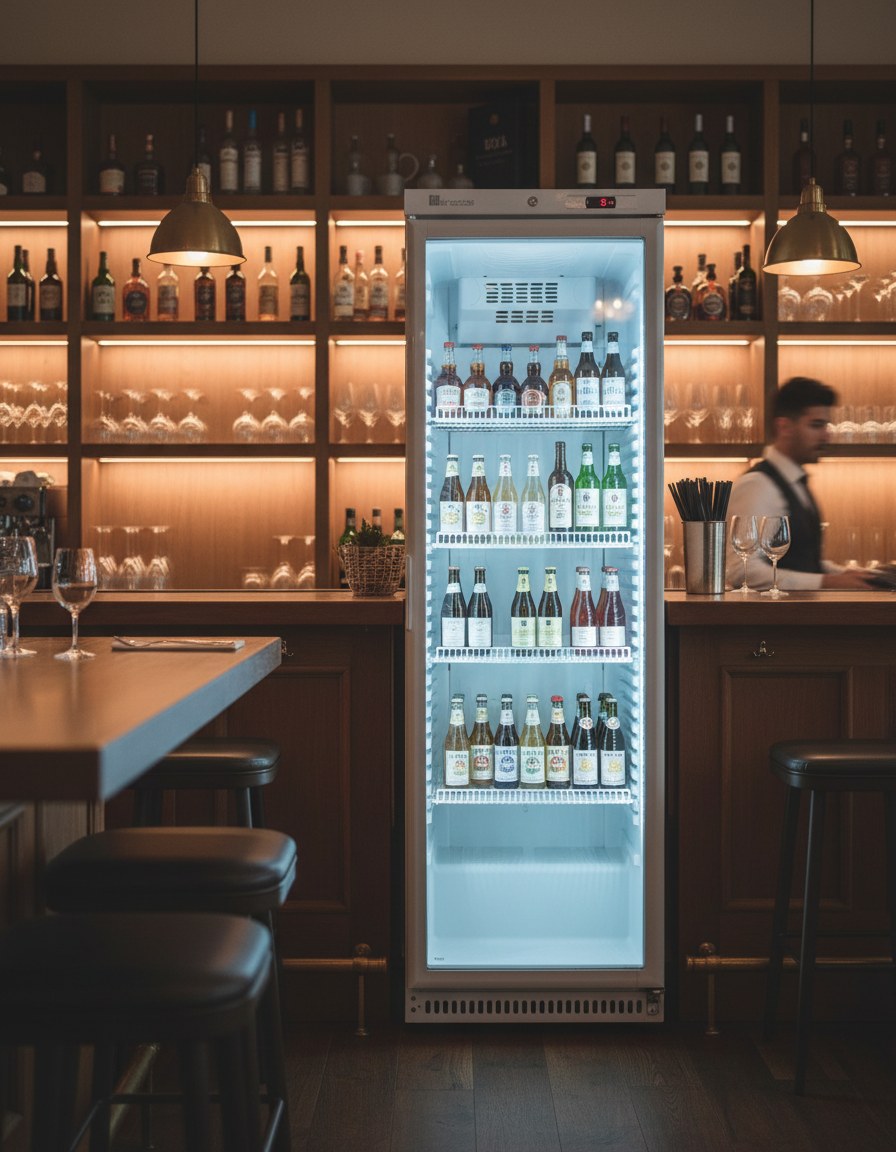 marecos wit stalen koelkast met glasdeur 430 serie