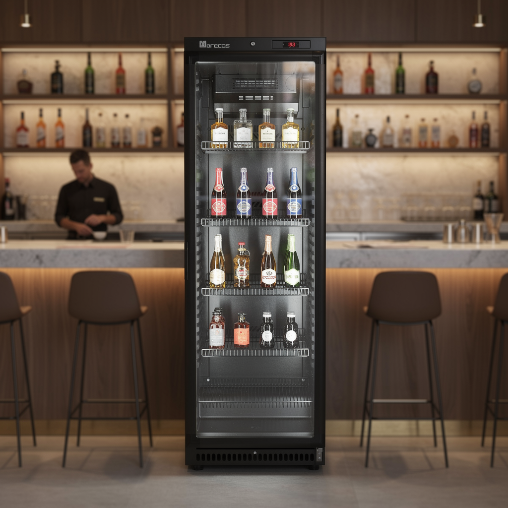 Marecos zwart stalen koelkast met glasdeur 430 serie