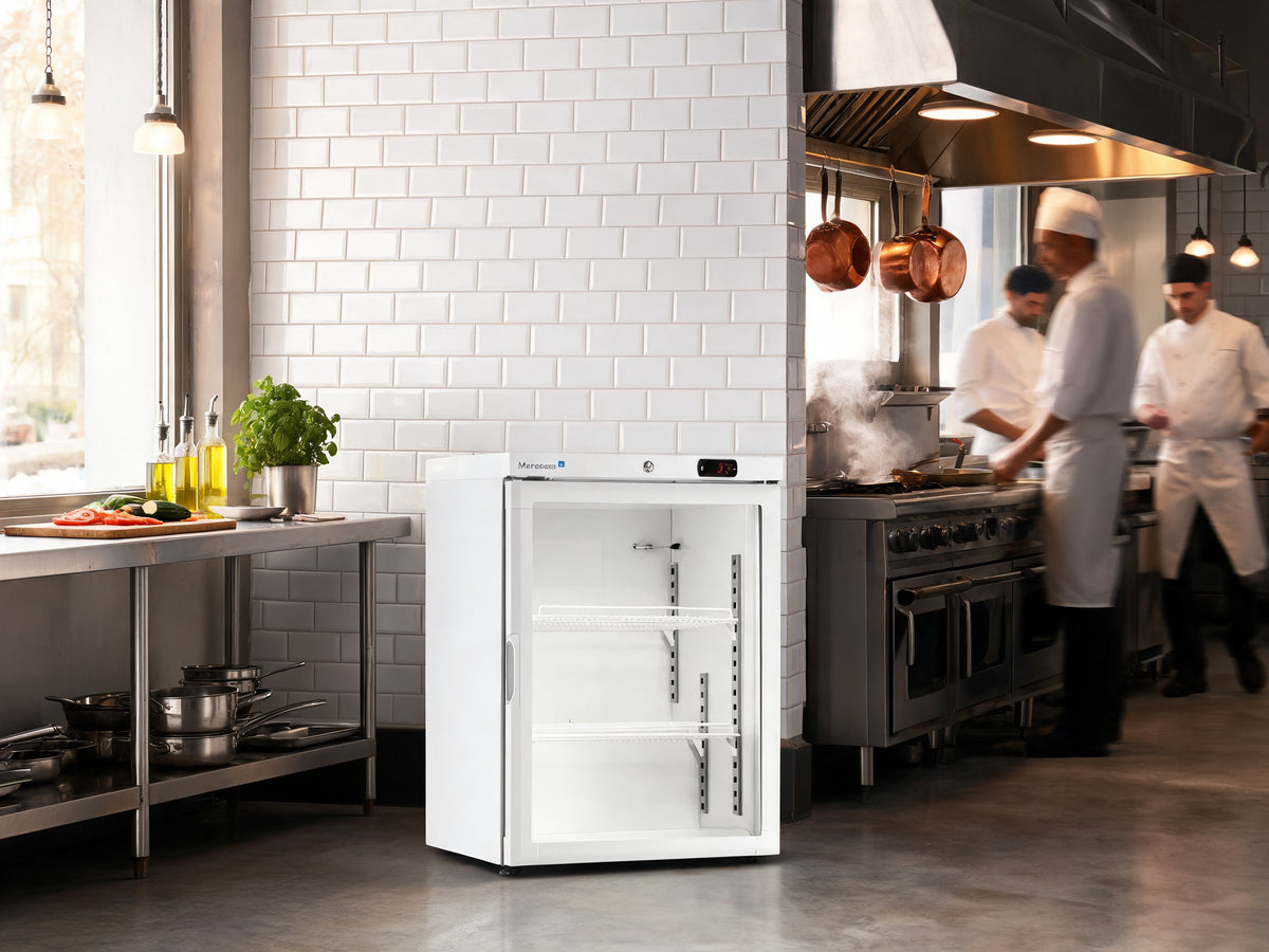 marecos wit stalen vriezer met glasdeur 150 serie
