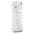 Marecos wit stalen display koeling met glasdeur en verlichte banner 400 serie