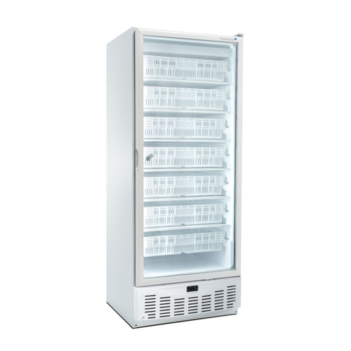 Horeca vrieskast met glazen deur 442L 500-serie GN 2/1 wit staal – statisch gekoeld | Marecos